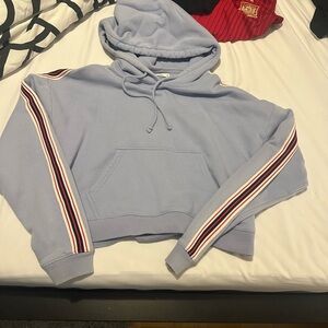 Aritiza Light Blue Hoodie with Striped Sleeves